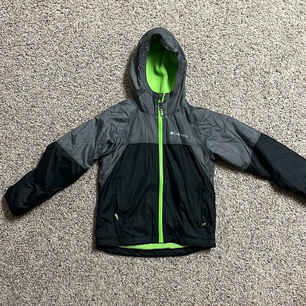 Columbia fleece lined rain jacket boys size small